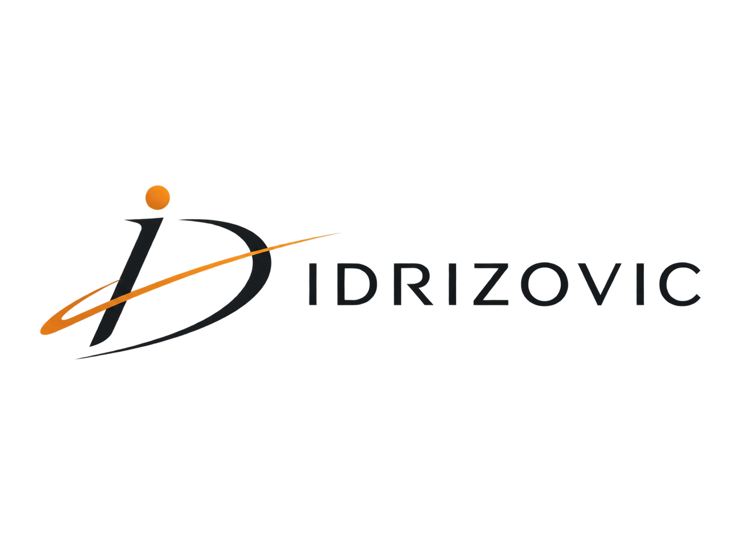 Originales IDRIZOVIC Logo mit orangefarbener Umlaufbahn